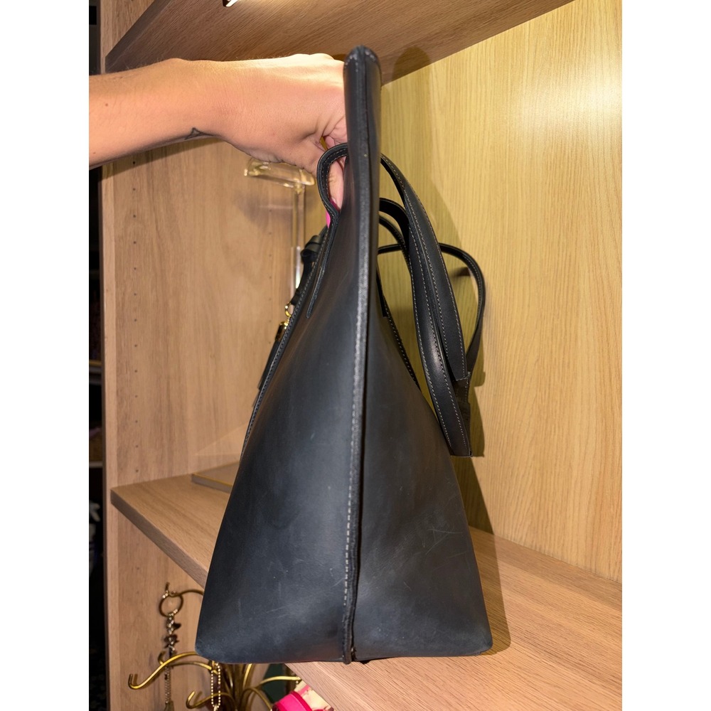 Kelly Tooke Black Leather Tassel Tote Bag Minimalist Shoulder Bag Gold Hardware - Picture 7 of 10